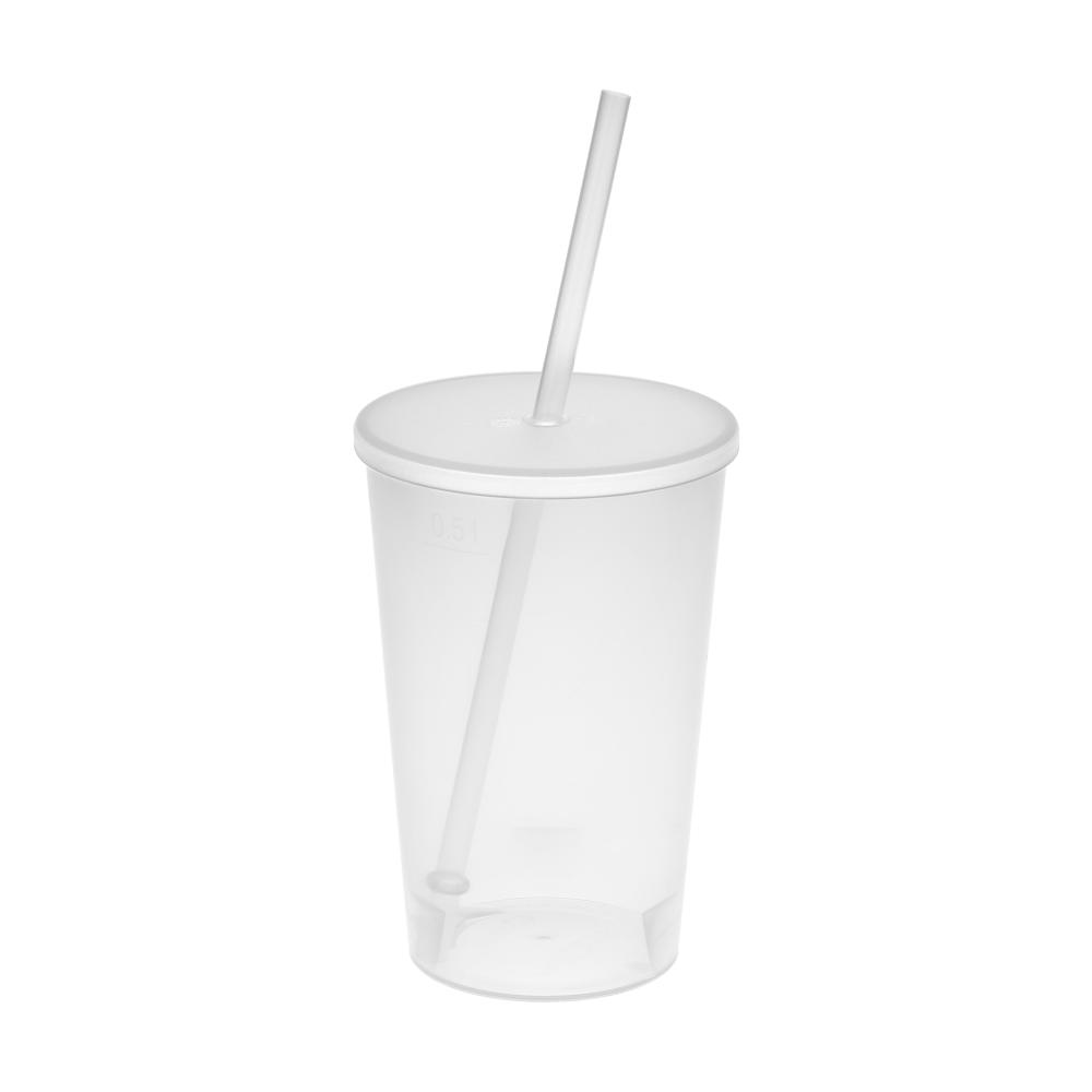 Drinkbeker “Vital”, 500 ml met deksel en rietje