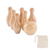 BOLITO - Mini dennenhouten bowling set - 