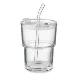 SIP - Glazen beker met rietje 400ml - 