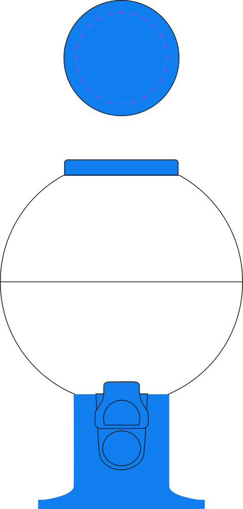 centrally on the lid