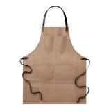 CHEF - Canvasschort met leren details - 