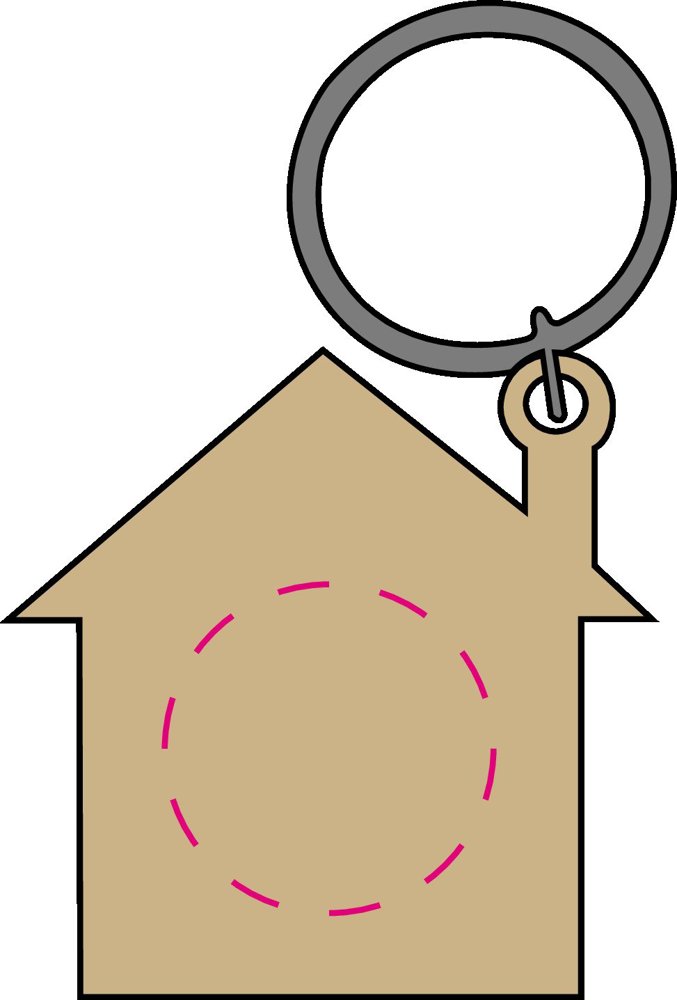op chiphouder (achterkant huis)