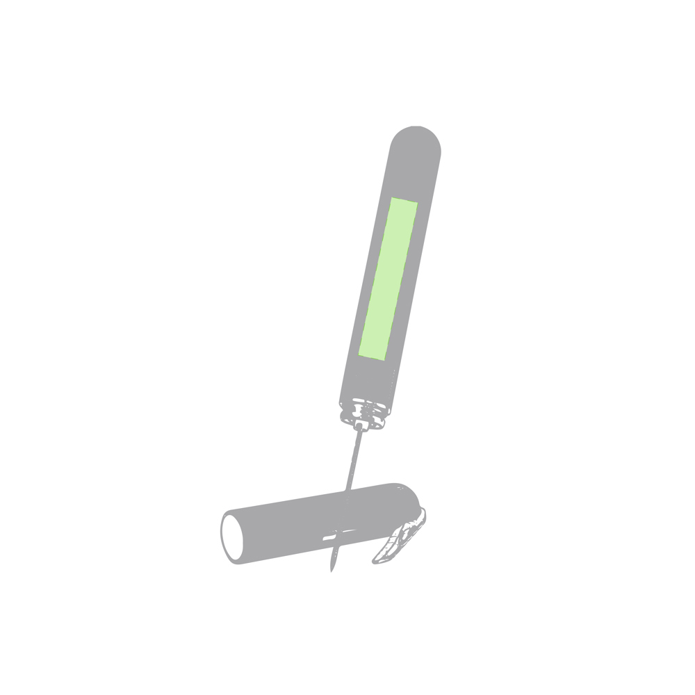 Centered on the handle