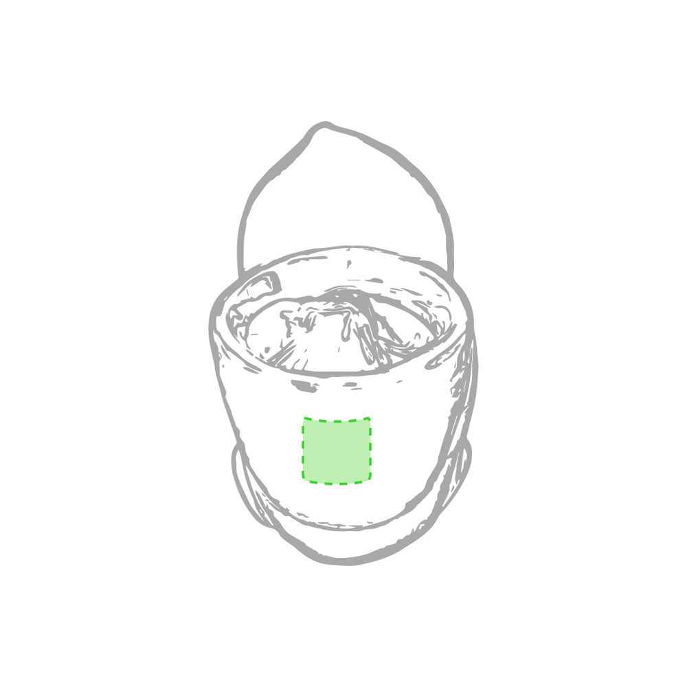 Centered on the back of  pot