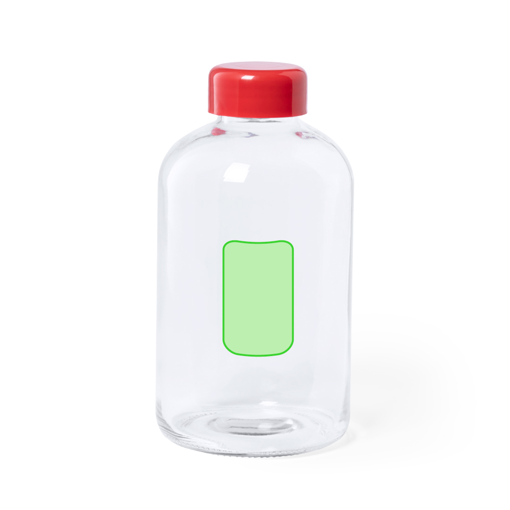 Centered on the side of bottle
